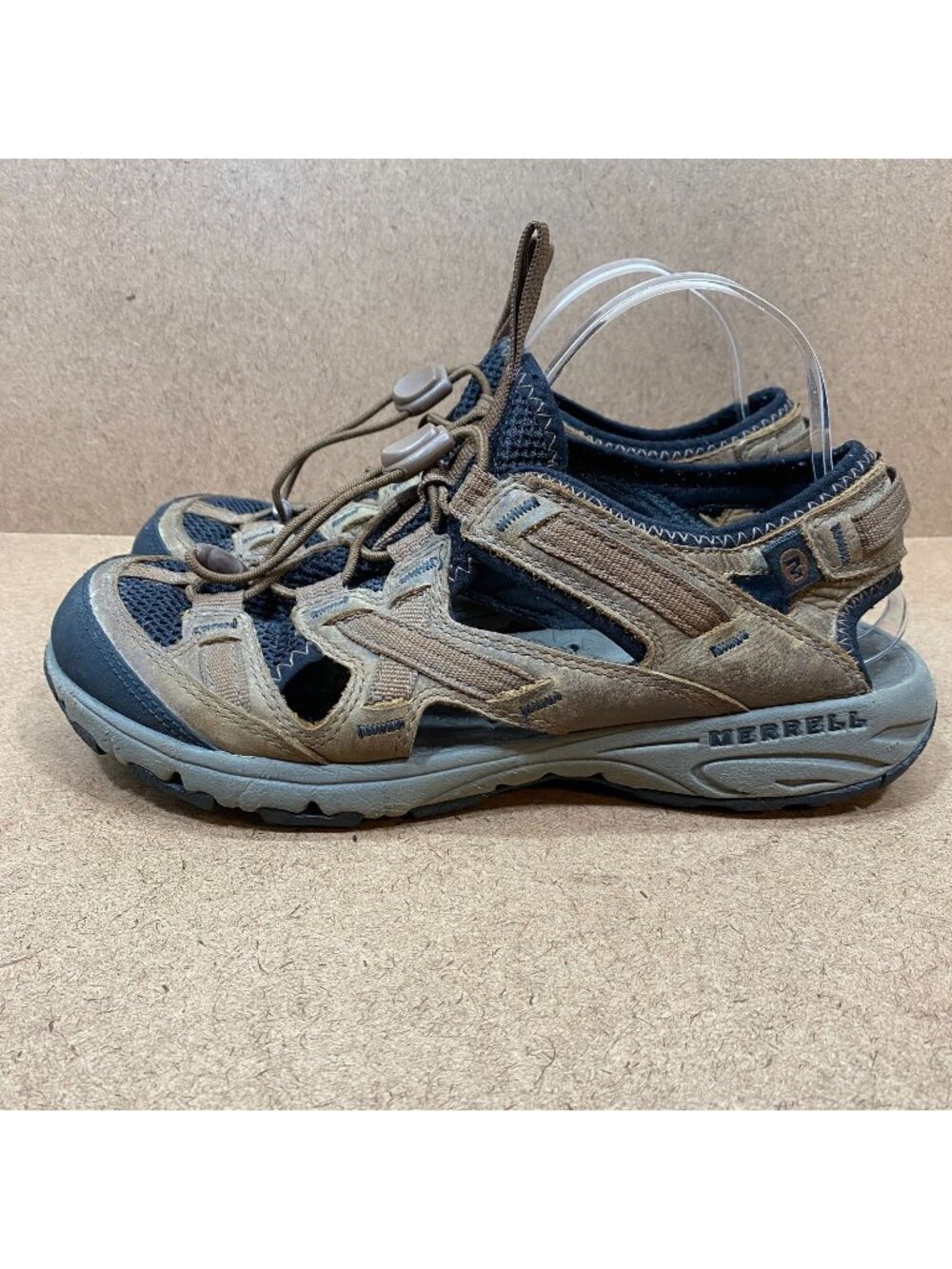 Merrell Mens Cambrian Stretch Dark Earth Vibram Sole Hiking Trail Sandals Size 9